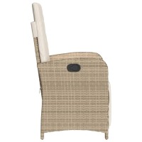 vidaXL Reclining Patio Chairs 2 pcs with Footrest Beige Poly Rattan