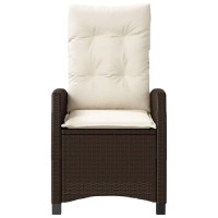 vidaXL Reclining Patio Chair with Cushions Brown Poly Rattan