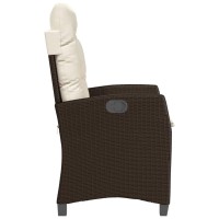 vidaXL Reclining Patio Chair with Cushions Brown Poly Rattan