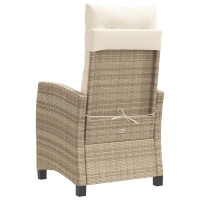 vidaXL Reclining Patio Chair with Cushions Beige Poly Rattan