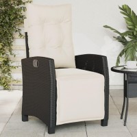 vidaXL Reclining Patio Chair with Footrest Black Poly Rattan