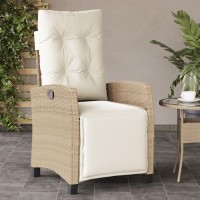 vidaXL Reclining Patio Chairs 2 pcs with Footrest Beige Poly Rattan