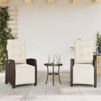 vidaXL 3 Piece Bistro Set with Cushions Brown Poly Rattan