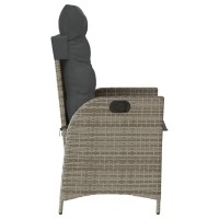 vidaXL Reclining Patio Chair with Cushions Gray Poly Rattan