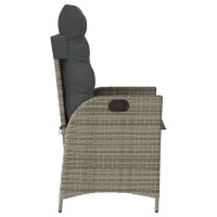 vidaXL Reclining Patio Chairs 2 pcs with Cushions Gray Poly Rattan