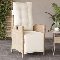 vidaXL Reclining Patio Chair with Footrest Beige Poly Rattan