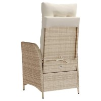 vidaXL Reclining Patio Chair with Footrest Beige Poly Rattan