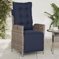 vidaXL Reclining Patio Chair with Footrest Gray Poly Rattan