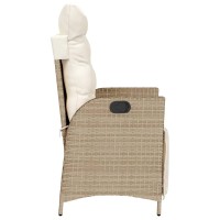 vidaXL Reclining Patio Chairs 2 pcs with Footrest Beige Poly Rattan