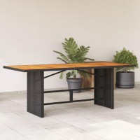 vidaXL Patio Table with Acacia Wood Top Black 74.8