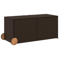 vidaXL Garden Storage Box with Wheels Brown 74.8 Gal Poly Rattan