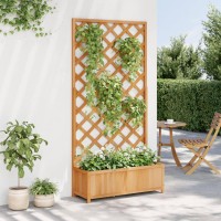 vidaXL Planter with Trellis Brown Solid Wood Fir