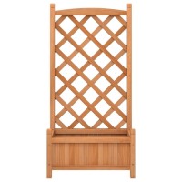 vidaXL Planter with Trellis Brown Solid Wood Fir