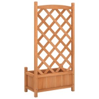 vidaXL Planter with Trellis Brown Solid Wood Fir