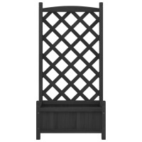 vidaXL Planter with Trellis Black Solid Wood Fir