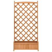 vidaXL Planter with Trellis Brown Solid Wood Fir