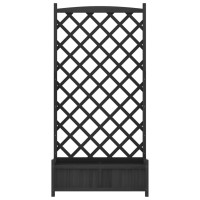 vidaXL Planter with Trellis Black Solid Wood Fir