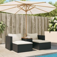 vidaXL 5 Piece Patio Sofa Set with Cushions Black Poly Rattan Acacia