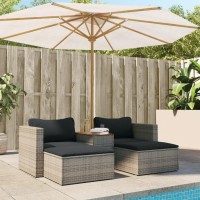 vidaXL 5 Piece Patio Sofa Set with Cushions Gray Poly Rattan Acacia