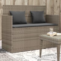 vidaXL Patio Bench with Cushions Gray Poly Rattan