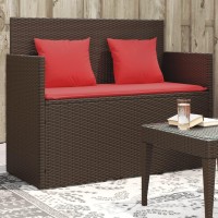 vidaXL Patio Bench with Cushions Brown Poly Rattan