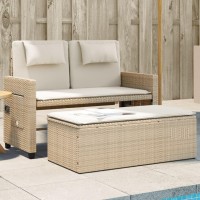 vidaXL Reclining Patio Bench with Cushions Beige Poly Rattan