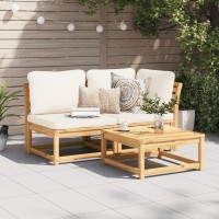 vidaXL 2 Piece Patio Lounge Set with Cushions Solid Wood Acacia