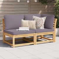 vidaXL 2 Piece Patio Lounge Set with Cushions Solid Wood Acacia