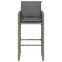 vidaXL Patio Bar Stools with Cushions 2 pcs Gray Poly Rattan