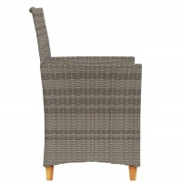 vidaXL Patio Chairs with Cushions 2 pcs Gray Poly Rattan&Solid Wood