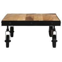 vidaXL Coffee Table with Wheels Solid Mango Wood 39.4