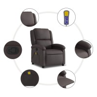 vidaXL Massage Recliner Chair Dark Brown Real Leather