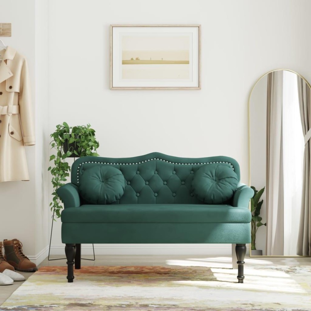 vidaXL Bench with Cushions Dark Green 47.4