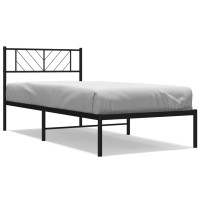 vidaXL Metal Bed Frame with Headboard Black 39.4