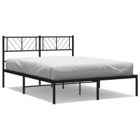 vidaXL Metal Bed Frame with Headboard Black 59.1