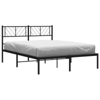 vidaXL Metal Bed Frame with Headboard Black 59.1