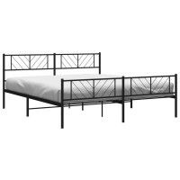 vidaXL Metal Bed Frame with Headboard and Footboard Black 76
