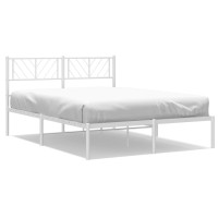 vidaXL Metal Bed Frame with Headboard White 59.1