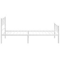 vidaXL Metal Bed Frame with Headboard and Footboard White 39.4