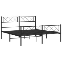 vidaXL Metal Bed Frame with Headboard and Footboard Black 59.1