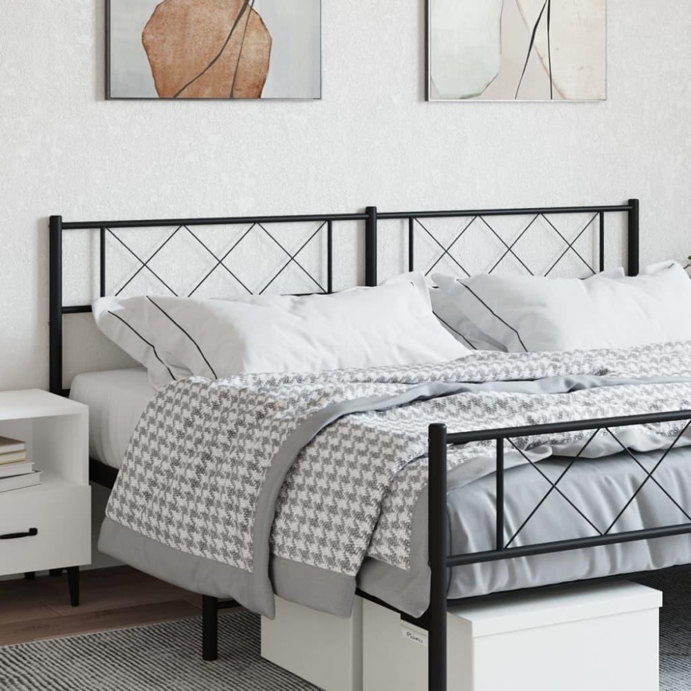 vidaXL Metal Headboard Black 70.9