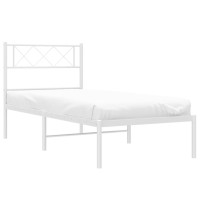 Vidaxl Metal Bed Frame With Headboard White 39.4