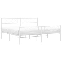 vidaXL Metal Bed Frame with Headboard and Footboard White 76