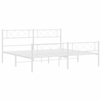 vidaXL Metal Bed Frame with Headboard and Footboard White 76