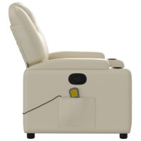 vidaXL Massage Recliner Chair Cream Faux Leather