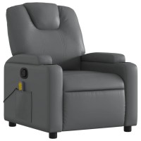 Vidaxl Massage Recliner Chair Gray Faux Leather