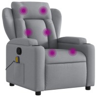 vidaXL Massage Recliner Chair Light Gray Fabric