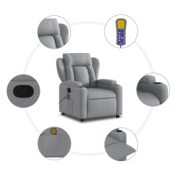 vidaXL Massage Recliner Chair Light Gray Fabric