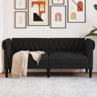 vidaXL Chesterfield Sofa 2-Seater Black Fabric