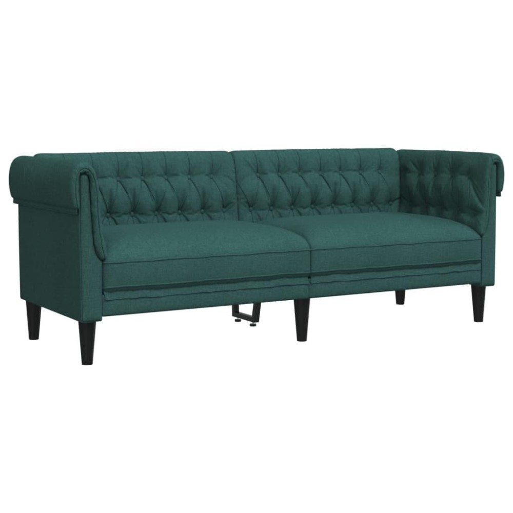 vidaXL Chesterfield Sofa 3-Seater Dark Green Fabric